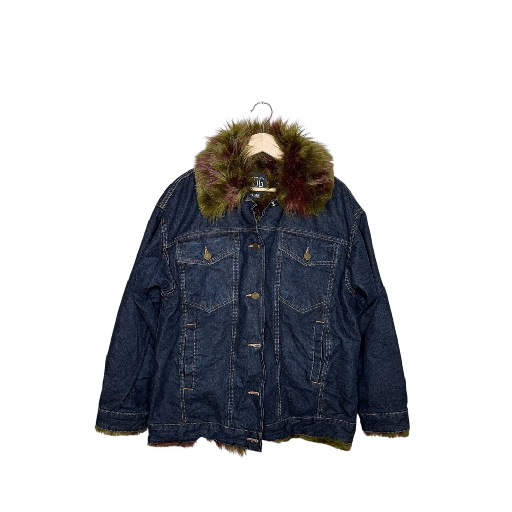 BDG Urban Outfitters Denim Faux Fur Jacket Size M/L‎